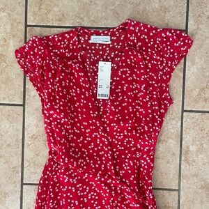 Red with hearts midi dress